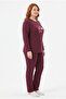 Plus size seasonal great things pattern burgundy pajama set - 4