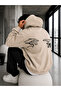 Unisex Hand Drawn Printed Winter Hooded Sweatshirt - 2