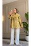 6598 - Stylish Comfortable Floral Embroidery Detailed Woven Soft Viva Fabric Women's Shirt - 2