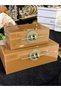 2-Piece Brown Color Glass Decorative Box with Metal Handles - 3