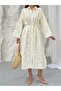 Floral Jacquard Buttoned Belted Shirt Dress 9116 - Yellow - 6