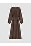 Nevavm Oval Collar Lace-Up Gathered Dress with a Difference - 6
