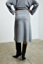 Sertre Women's Soft and Flexible Fabric Midi Length Gray Skirt - 4