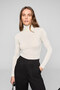 Neloura Women's Turtleneck Stretchy Fabric Ecru Blouse