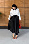 Wide-Legged Draped Modal Fabric Skirted Trousers with Elastic Waist