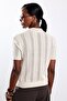 Beige Polo Collar Openwork Knitwear 261063 - 6