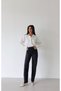 Women's Black Jean Pants High Waist Half Balloon Fit 5 Pockets - 2