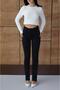 Women's Black Jean Pants High Waist Bootcut Black Plain Woven Long Leg - 5