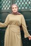 Women's Cupra Pike Fabric Comfortable Cut Hijab Dress with Mobile Scarf 3220 Oliv - 4