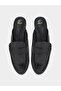 Black Croc-Embossed Flat Mules - 5