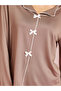 Brown Contrast Trims Bow Detail Blouse and Pants Pyjama Set - 3