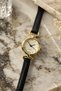 Boffy Women's Wristwatch Black Leather Band Gold Case Minimal Vintage Design Roman Numeral Elegant Classic Women's Watch - 2
