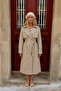 Imported Soft Leather Double-Breasted Collar Leather Trench Coat with Chest Pockets, Sleeves, Back and Epaulette Details - 4