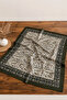 Khaki Green Floral Patterned 90X90 Square Shawl - 2