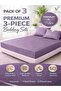 3-Piece Striped Fitted Pastel Green Bed Sheet Set with 2 Pillowcases, Soft Breathable Bedding - 2
