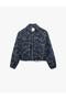 Long Sleeve Zippered Pocket Pack Floral Print Bomber Jacket - 5
