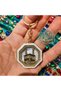 3D Metal Keychain with Shiny Stone Detail and Kaaba Design