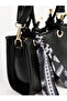 Leather Look Women's Shoulder Bag with Scarf Detail - 3