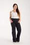 Women's Fume High Waist Wide Leg Smoked Denim Jean Pants 5 Pockets Long - 3