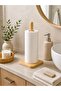 Natural Bamboo Paper Towel Holder Stand Kitchen Bathroom Tabletop Stylish Durable Non-Slip Base - 3