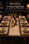 7 Piece Monika Tableware Set 1 Runner 6 Placemats 100% Cotton Buldan Fabric Tasseled Bohemian 40X110 Table Set - 6