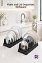 2 Pieces Black Pot and Lid Organizer, Plate Rack, Dish Rack, Plate and Lid Organizer