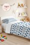 Blue Geometric Modern Young Room Single Pique Set-White Black 160X220Cm Quilted Bedspread