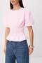 Pembe Beli Lastikli Dokuma Bluz TWOSS26BZ00863 - 3