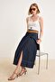 Lacivert Kemerli Kruvaze Maxi Denim Etek TWOSS26ET00201 - 2
