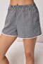 Black Gingham Heart Lace Detailed Yarn Dyed Woven Pajama Set Thmss26Pt00194 - 4