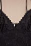 Siyah Dantelli İp Askılı Külotlu Örme Babydoll/Fantezi Gecelik Büyük Beden Babydoll TBBSS26DH00015 - 4