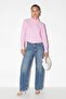 Pink Crop V-Neck Half Placket Buttoned Shirt Tdrss26Go00085 - 2
