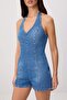 Mavi Halter Yaka Kısa Denim Tulum TWOSS26TU00048 - 8