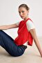 Red Crop Soft Textured Buttoned Knitwear Sweater Twoaw25Sv00013 - 2