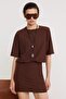 Brown Plain Soft Fabric Fitted/Fitted Short Sleeve Stretch Knitted Dress Twoss24El00756 - 2
