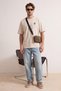 Bej Oversize/Geniş Kalıp Mantar Nakışlı %100 Pamuk T-Shirt TMNSS26TS00047 - 3