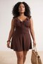 Brown Ruffle Detail Waist Gathered Skirt Plus Size Swimsuit Tbbss25Am00018 - 2