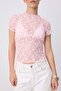Pembe Düz Fitted Bisiklet Yaka Standart Kol Kısa Crop Dantel Örme Bluz TWOSS26BZ00995 - 10