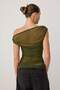 Khaki Plain Asymmetric Collar Long Knitted Tulle Party Blouse Tpraw26Bz00007 - 4