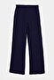 Navy Blue Double Breasted Collar Accessory Sleeveless Top Comfortable Fit Elastic Waist Pants Set Tdrss26Au00050 - 8