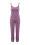 Lila 3'lü Çeyiz Seti Dantel Detaylı Kadife Örme Sabahlık+Pijama TakımıTHMAW26PT00191 - 9
