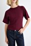 Plum Soft/Soft Touch Knitted T-Shirt with Sewing Detail and Raglan Sleeves Fitting at the Waist Twoaw27Ts00035 - 3