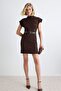Kahverengi Bodycone/Vücudu Saran Kısa / Mini Dokuma Elbise TWOAW27EL00145