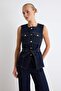 Mavi Kemerli Cep Detaylı Denim Yelek TWOSS26YE00026