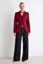 Bordo Fitted/Vücuda Oturan Yırtmaçlı Blazer Ceket TWOAW27BC00018 - 2
