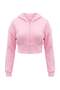 Pembe Kalın Fitted Kapüşonlu Fermuarlı Düşük Kol Crop Örme Hırka/Sweatshirt TWOAW27SW00040 - 6
