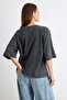 Anthracite 100% Cotton Vintage/Faded Effect Oversize Crew Neck Knitted T-Shirt Twoaw27Ts00017 - 4