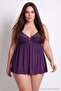 Plum Lace Detailed Fantasy Plus Size Babydoll Tbbaw27Dh00001 - 2
