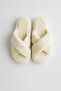 Women's Cream Cross-Strap Furry House Slippers BYNDCAP01 - 4
