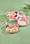 Pink Baby Food Plate Set with Mouse Figure and 4 Compartments - Educational Spoon and Fork Set Bpa-Free - 4